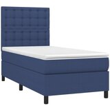  Box spring postelja z vzmetnico LED modra 90x200 cm blago, (20901324) | Shoptok.si