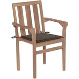 The Living Store Vrtni stoli 2 kosa s taupe blazinami trdna tikovina - Vrtni Stol, (21461315) | Shoptok.si