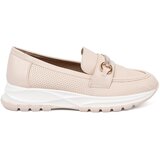 Shelvt Light beige loafers with a decorative gold element Cene