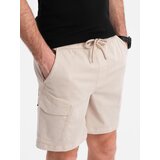 Ombre Men's loose-fit shorts with cargo pockets - cream | ePonuda.com