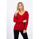 Kesi Knitted sweater with V-neck in red Cene
