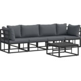 vidaXL Vrtna sedežna garnitura 5 pcs Črna 70 x 70 x 32 cm Aluminij | Shoptok.si