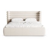 Micadoni Bež tapecirani bračni krevet s prostorom za odlaganje s podnicom 200x200 cm Mount – | shoptok.hr