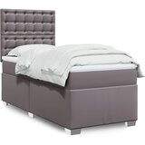 vidaXL Box spring postelja z vzmetnico siva 90x200 cm umetno usnje | Shoptok.si