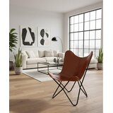 Landscape STOL, kovina, usnje črna, barve konjaka | Shoptok.si