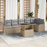 vidaXL 7-delni vrtni kavč set z blazinami Bež poli ratan | Shoptok.si