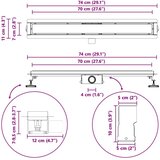  Odvod za prho s stekleno zaščito Črna 70 cm Nerjaveče jeklo 304, (5000248854) | Shoptok.si