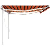 vidaXL Avtomatska tenda LED + senzor 6x3 m oranžna in rjava | Shoptok.si