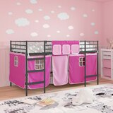 Krevet na kat za djecu s zavjesama Crna i ružičasta 80 x 200 cm | Eponuda.com
