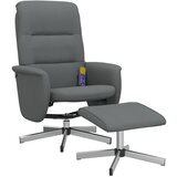 Maison Chic Masažni naslanjač s stol - Relax naslanjaččkom za noge temno sivo blago, (22134448) | Shoptok.si