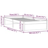  Okvir za krevet od masivnog drva 75 x 190 cm jednokrevetni | shoptok.hr