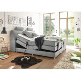 MID.YOU POSTELJA BOXSPRING 180 cm x 200 cm , tekstil, leseni material svetlo siva | Shoptok.si