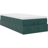vidaXL Otomanski posteljni okvir z vzmetnico zelen 100x200 cm žamet | Shoptok.si