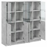  Regal za knjige s vratima boja betona 136x37x142 cm drveni | Eponuda.com