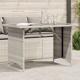 vidaXL Vrtni stol sa staklenom pločom sivi 110x68x70 cm od poliratana | shoptok.hr
