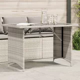 vidaXL Vrtni stol sa staklenom pločom sivi 110x68x70 cm od poliratana