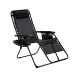  Zero Gravity sklopiva vrtna ležaljka – crna, s naslonom za glavu, držačem za piće i džepom (65 × 176 × 110 cm) | shoptok.hr