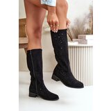 Boto PS1 Women's Suede Boots with Lacing Black Tanive | shoptok.hr