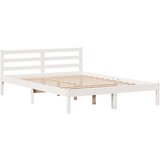 vidaXL Posteljni okvir brez vzmetnice bela 135x190 cm trdna borovina | Shoptok.si