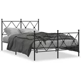 vidaXL Metalni okvir kreveta uzglavlje i podnožje crni 120x200 cm