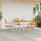 VidaXL 5-delna vrtna jedilna garnitura iz trdega lesa akacije, zunanja jedilna miza 90x90x74,5 cm iz trdega lesa akacije, zložljivi vrtni stoli 4 kosi iz trdega lesa akacije in jekla Slike