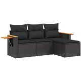 Maison Chic Seti vrtnega pohištva - Vrtna garnitura - Vrtni pohištvo set 4-delna z blazinami črna poli ratan, (21819606) | Shoptok.si