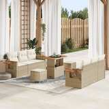 vidaXL 9-dijelni vrtni sofa set s jastučićima bež poliratan akacija | shoptok.hr