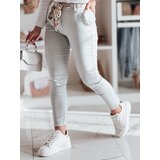 DStreet Spodnie damskie materiałowe chinosy z paskiem ROSSALI jasnoszare | Shoptok.si