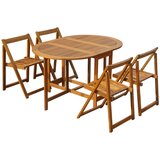 The Living Store Zložljiva zunanja jedilna garnitura 5-delna trden akacijev les - Zunanji Jedilni Komplet, (21470609) | Shoptok.si