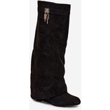 Boto Women's Platform Boots with Strap and Silver Detail Black Korivelle Cene