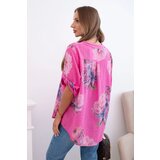 Kesi Włoski Women's cotton blouse with a floral pattern pink | Shoptok.si