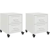 Maison Chic Dvo delni komplet Nočne omarice - Nočne mize bela 36x39x43,5 cm jeklo, (21690498) | Shoptok.si