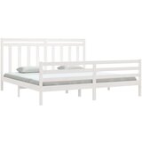  Posteljni okvir bel iz trdnega lesa 200x200 cm, (20647171) | Shoptok.si