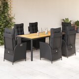  3-dijelni vrtni blagovaonski set s jastucima od poliratana crni | shoptok.hr