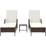  Ležaljka 3 pcs Smeđa i krem bijela 200 x 55 x 92 cm poliratan | shoptok.hr