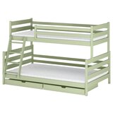  Drveni Dečiji Krevet Na Sprat Nora Family Sa Dve Fioke Olive - 90/120X200 Cm | ePonuda.com