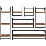 Set zidnih polica s policom 6 pcs Staro drvo 100 x 25 x 30 cm | shoptok.hr