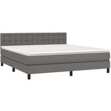 Krevet s oprugama i madracem sivi 180 x 200 cm od umjetne kože | shoptok.hr