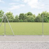 vidaXL verižna ograja z 13 nastavljivimi stebri 1.2 x 25 m cinkano jeklo | Shoptok.si