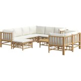  10-dijelna vrtna garnitura od bambusa s krem bijelim jastucima | shoptok.hr