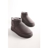 Shoeberry Women's Uggys Gray Furry Inside Short Suede Flat Boots Gray Textile cene