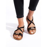 Shelvt Black women's sandals with thick soles | Shoptok.si