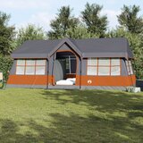 vidaXL Kamping šotor z okni Siva in oranžna 12 oseb Vodoodporen, (22094358) | Shoptok.si