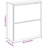 Ormarić za cipele s ogledalom i 2 razine bijeli 63x17x67 cm | shoptok.hr