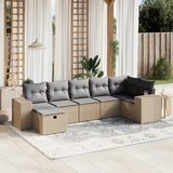 Maison Chic Seti vrtnega pohištva - Vrtna garnitura - Vrtni pohištvo set 7-delna z blazinami bež poli ratan, (21803234) | Shoptok.si