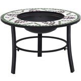 vidaXL Ognjišče z mozaikom zeleno 68 cm keramika | Shoptok.si