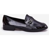 Boto Lacquered Women's Loafers With Decorative Buckle Black Mollan | shoptok.hr