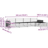  Set vanjskih sofa 5 kom. Prirodna Čvrsto drvo akacije 345 x 162,5 x 73 cm | shoptok.hr