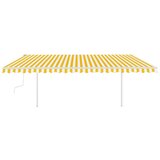  Tenda na ručno uvlačenje sa stupovima 5 x 3 m žuto-bijela | shoptok.hr