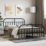 vidaXL Kovinski posteljni okvir z vzglavjem in vznožjem črn 135x190 cm | Shoptok.si